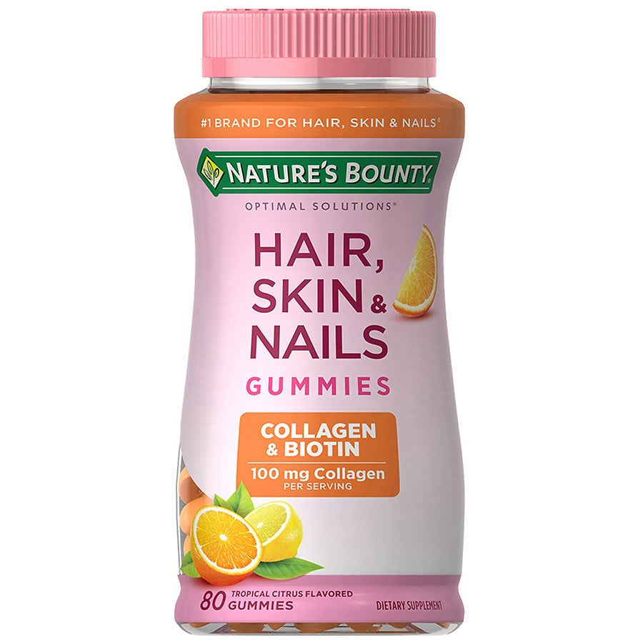 Nature's Bounty Optimal Solutions Hair, Skin & Nails with Biotin & Collagen Tropical Citrus (80.0ea)