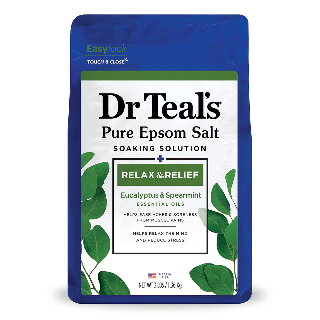 Dr Teal's Pure Epsom Salt Soak, Relax & Relief with Eucalyptus & Spearmint (3lbs)