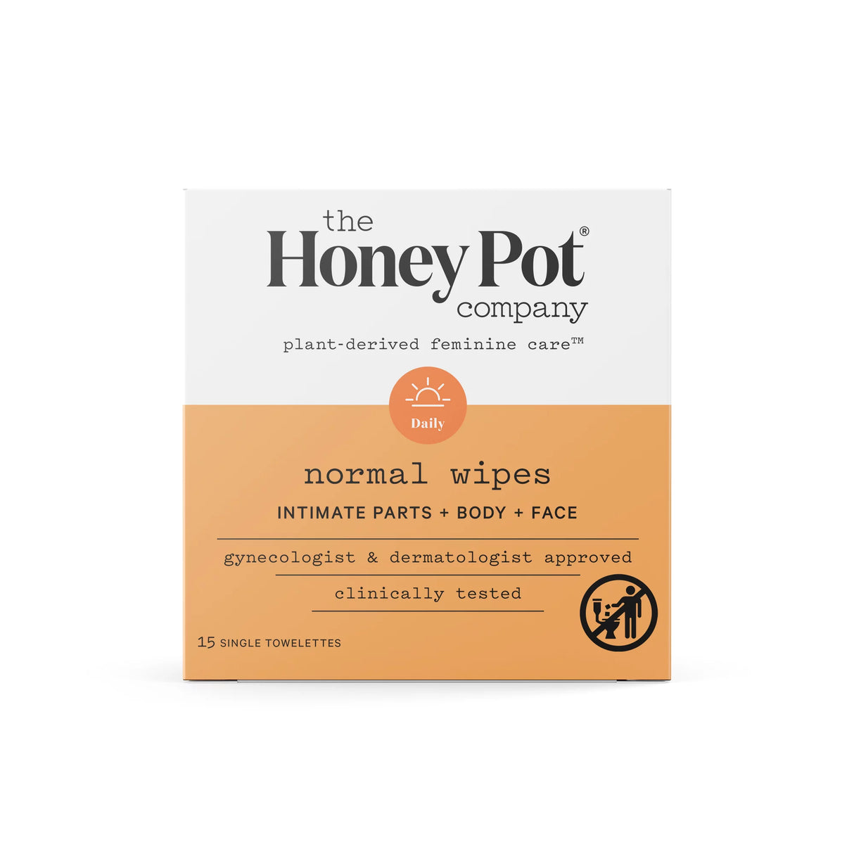 The Honey Pot Company, Normal Feminine Wipes, Intimate Parts, Body or Face (Travel Size 15 ct.)
