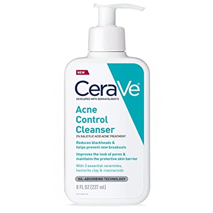 CeraVe Acne Control Face Cleanser, 2% Salicylic Acid Acne Treatment (8.0 oz)