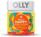 OLLY Hello Happy Gummy Worms - Contains Vitamin D & Saffron - Tropical Zing (60 ct)