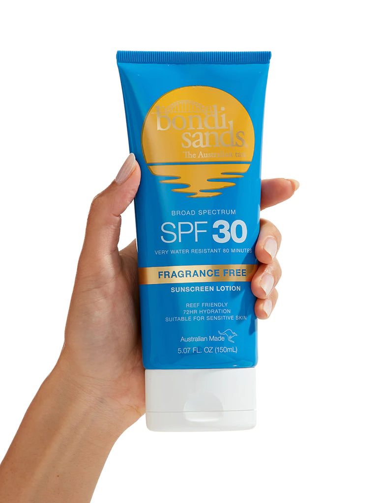 Bondi Sands Fragrance Free Sunscreen Body Lotion SPF 30 | Hydrating Broad Spectrum Protection, Sheer, Water Resistant (150 ml)
