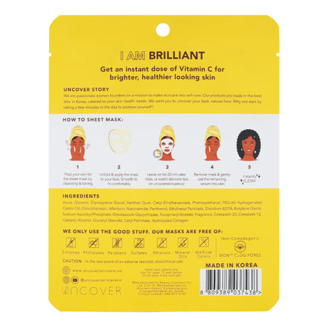 Uncover Vitamin C Brightening Sheet Mask back view